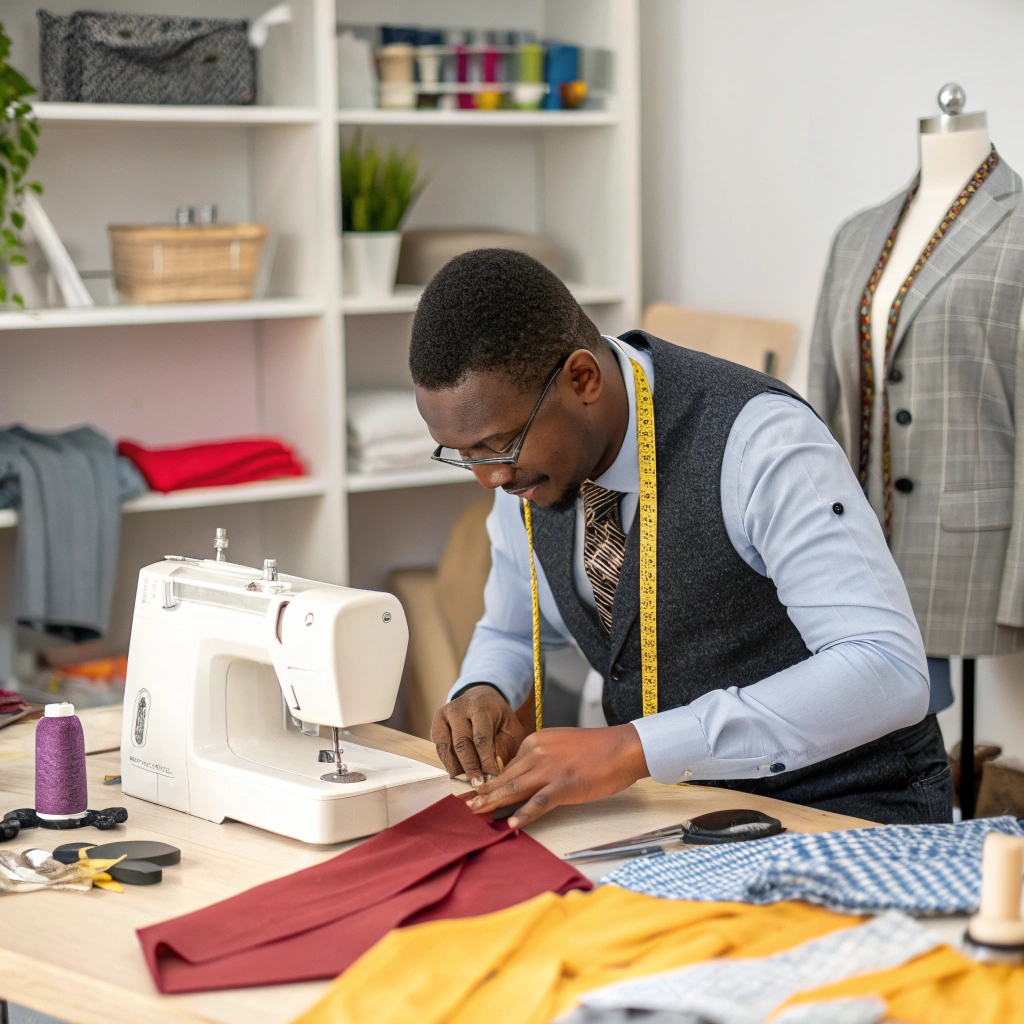 Tailoring workspace with fabrics